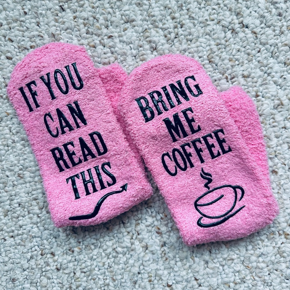 Fun Bright Pink Soft Warm Fluffy Nonslip Crew Socks